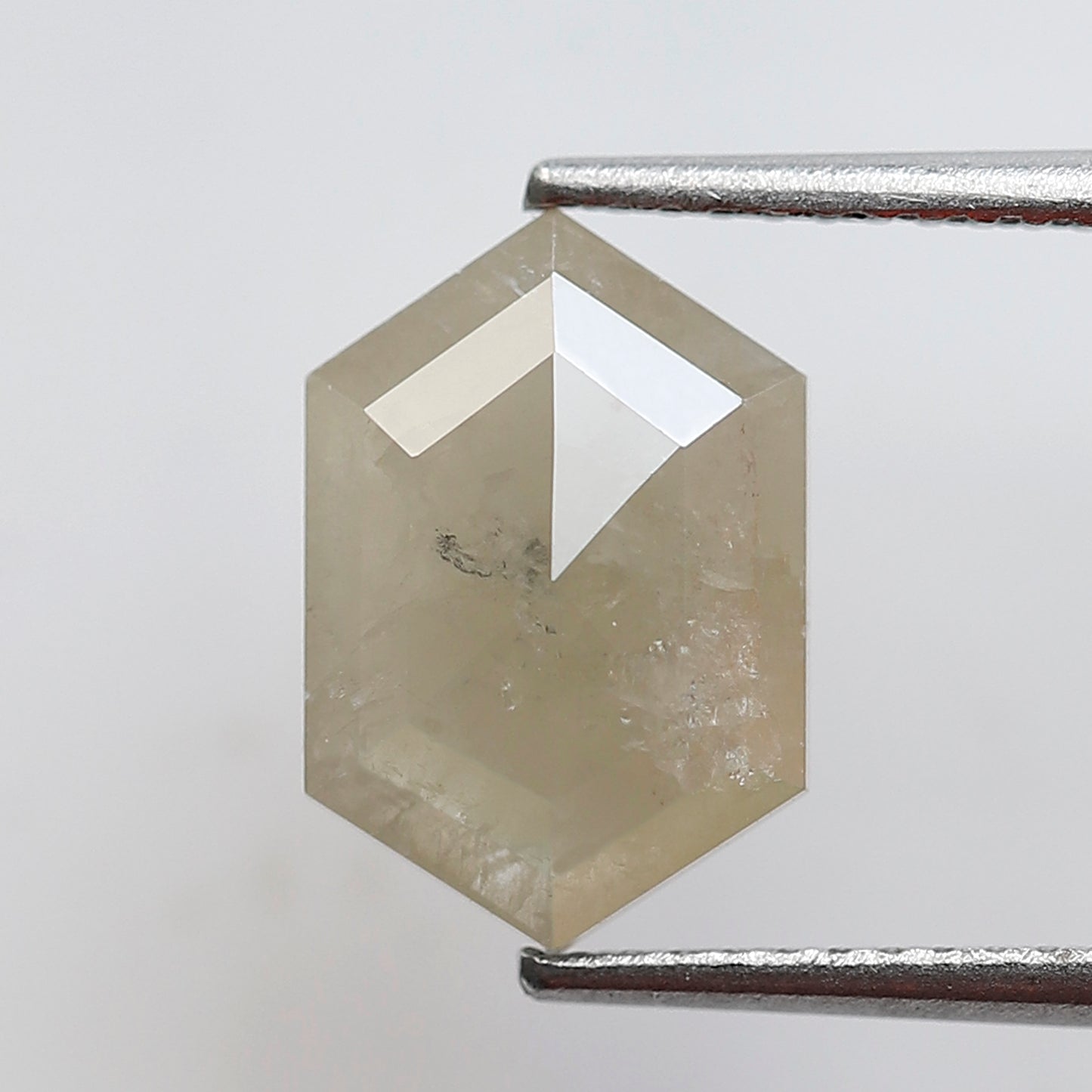 Elongated Hexagon Loose Diamond 2.56 Carat, Natural Misty White Rustic Diamond, Ethical Conflict Free Gem for Jewelry