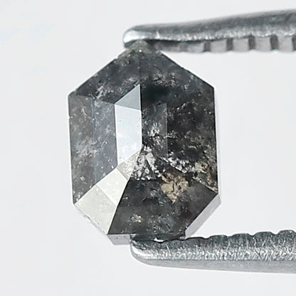0.68 CT Unique Cut Bullet Shape Salt and Pepper Natural Blackish Grey Diamond