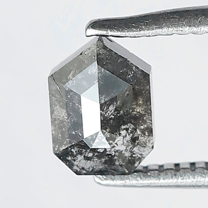 0.68 CT Unique Cut Bullet Shape Salt and Pepper Natural Blackish Grey Diamond