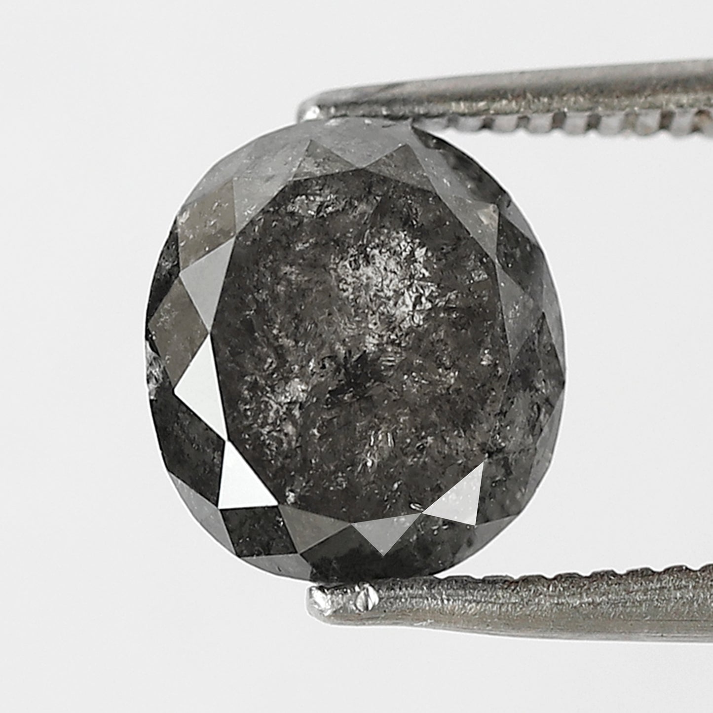 2.74 CT oval salt and pepper diamond 8.40 mm gray-black color natural loose diamond for wedding jewelry