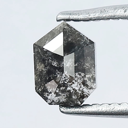 0.68 CT Unique Cut Bullet Shape Salt and Pepper Natural Blackish Grey Diamond