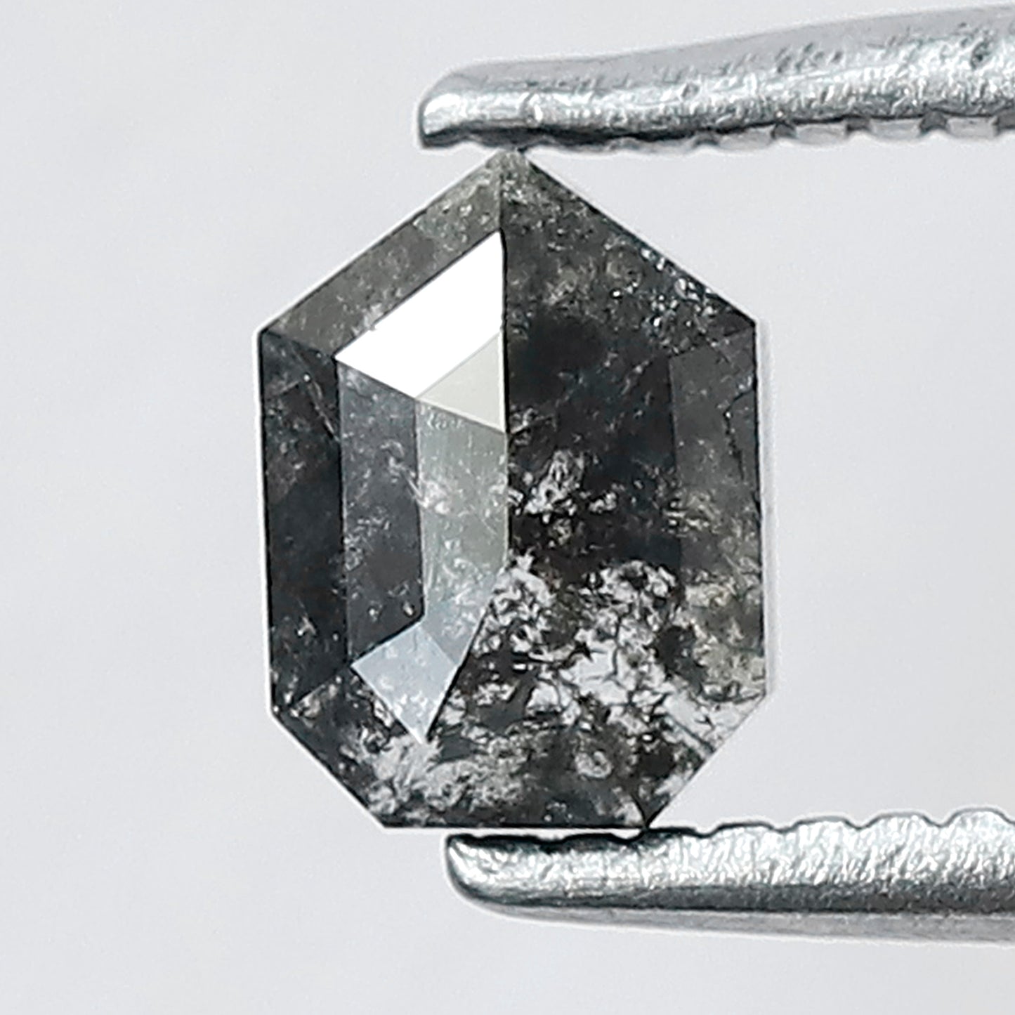 0.68 CT Unique Cut Bullet Shape Salt and Pepper Natural Blackish Grey Diamond