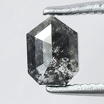 0.68 CT Unique Cut Bullet Shape Salt and Pepper Natural Blackish Grey Diamond