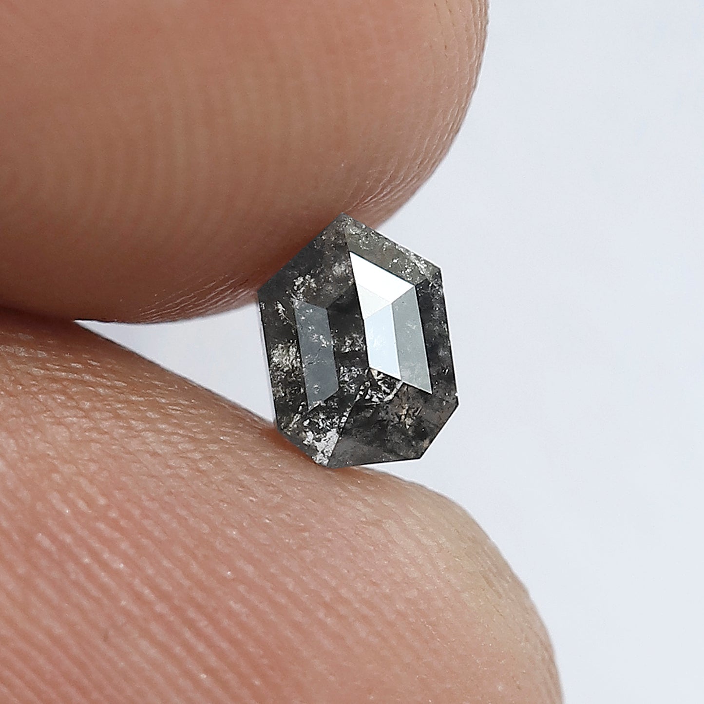 0.68 CT Unique Cut Bullet Shape Salt and Pepper Natural Blackish Grey Diamond