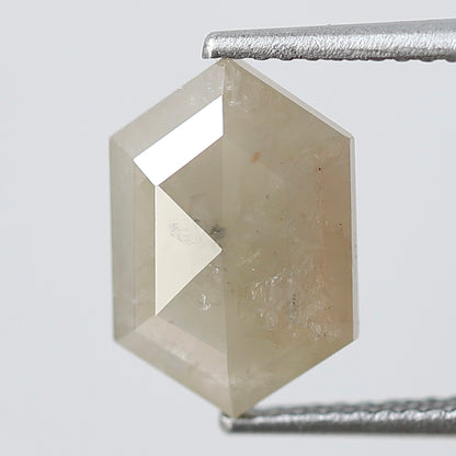 Elongated Hexagon Loose Diamond 2.56 Carat, Natural Misty White Rustic Diamond, Ethical Conflict Free Gem for Jewelry