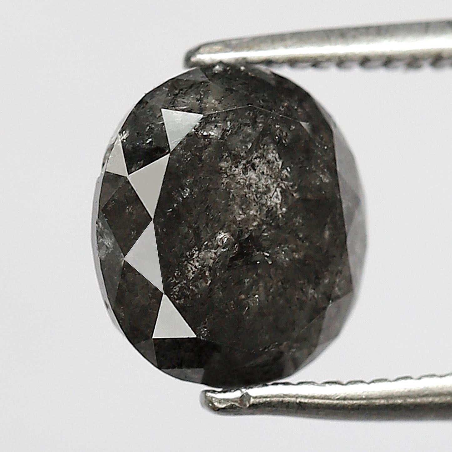 2.74 CT oval salt and pepper diamond 8.40 mm gray-black color natural loose diamond for wedding jewelry
