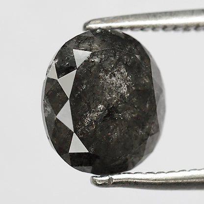 2.74 CT oval salt and pepper diamond 8.40 mm gray-black color natural loose diamond for wedding jewelry