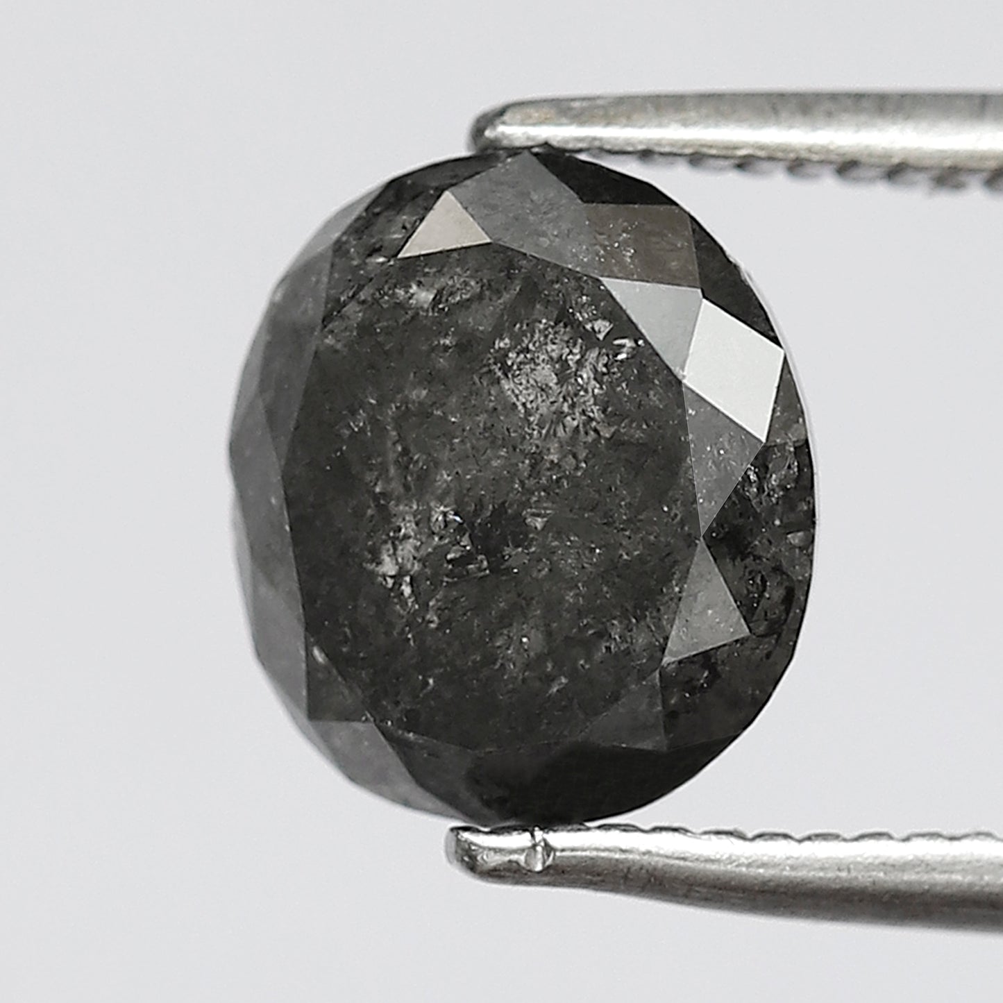 2.74 CT oval salt and pepper diamond 8.40 mm gray-black color natural loose diamond for wedding jewelry