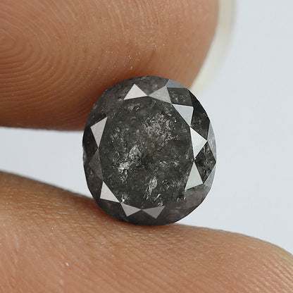 2.74 CT oval salt and pepper diamond 8.40 mm gray-black color natural loose diamond for wedding jewelry