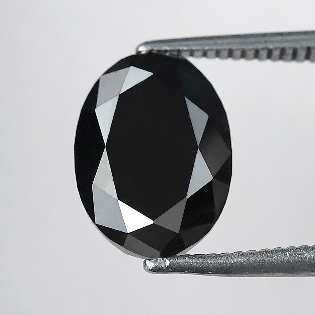 3.57 CT Oval cut Loose Diamond, 10.5 mm Natural Treated Black Conflict Free Diamond For Engagement Ring