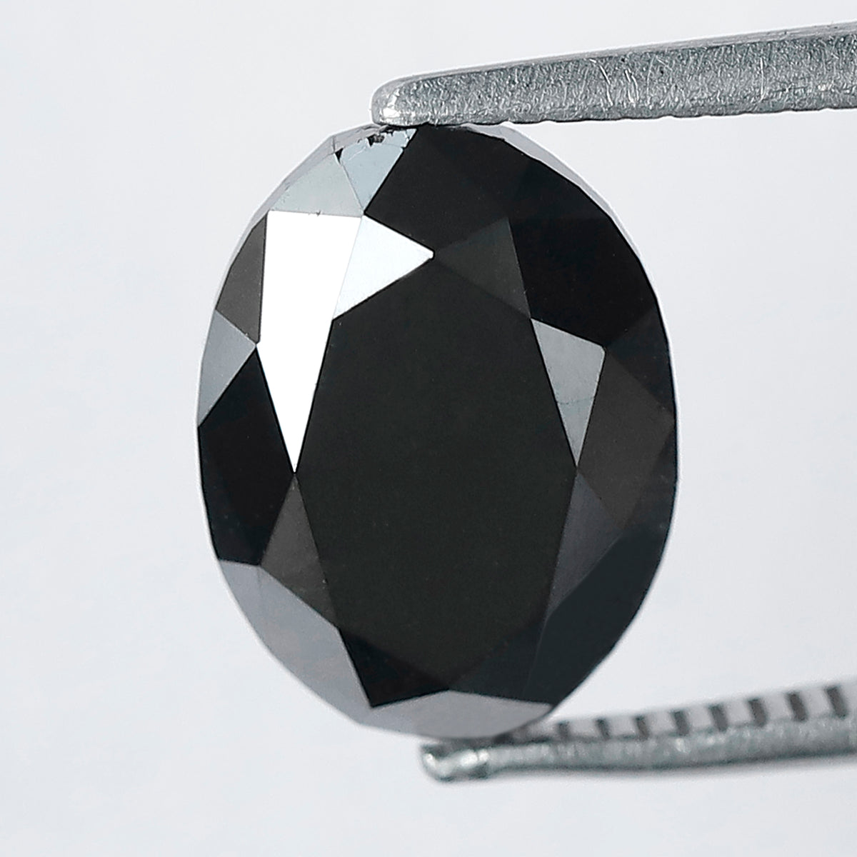 3.57 CT Oval cut Loose Diamond, 10.5 mm Natural Treated Black Conflict Free Diamond For Engagement Ring