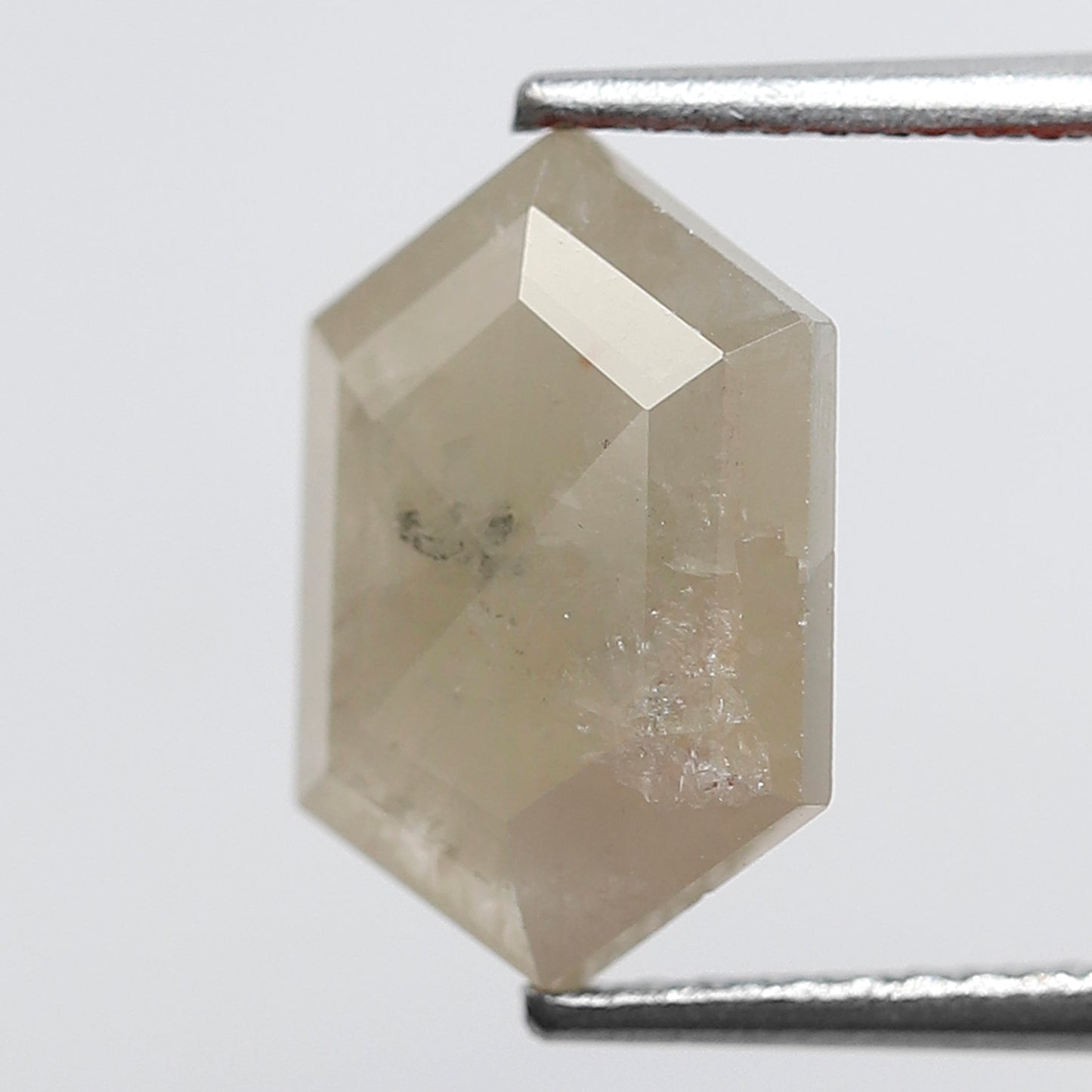 Elongated Hexagon Loose Diamond 2.56 Carat, Natural Misty White Rustic Diamond, Ethical Conflict Free Gem for Jewelry