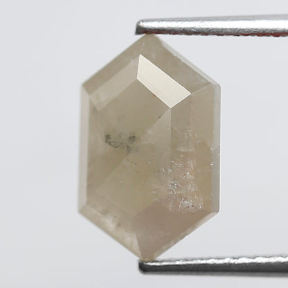 Elongated Hexagon Loose Diamond 2.56 Carat, Natural Misty White Rustic Diamond, Ethical Conflict Free Gem for Jewelry
