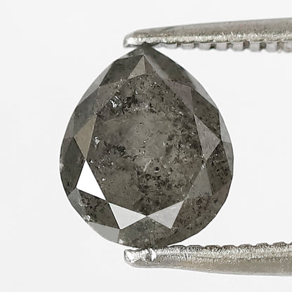 1.72 CT Pear shape salt and pepper diamond 7.80 mm translucent gray-black color loose natural diamond for wedding ring