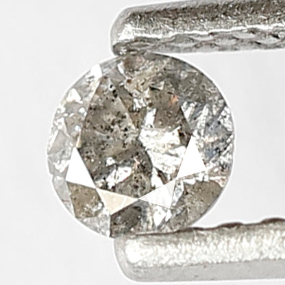 0.19 Ct Round Brilliant Cut Salt and Pepper Diamond 3 MM Loose Natural Grey Black Color diamond