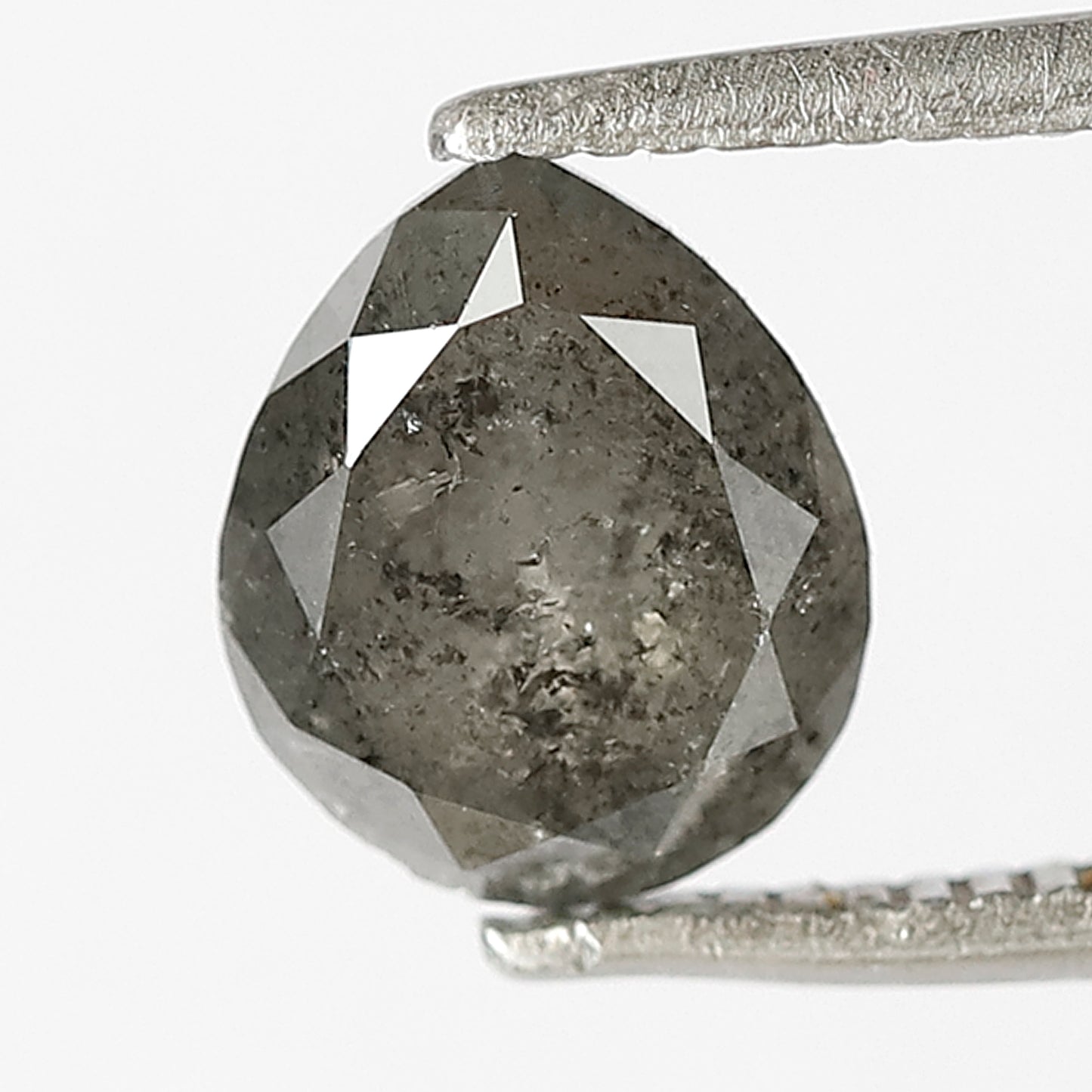 1.72 CT Pear shape salt and pepper diamond 7.80 mm translucent gray-black color loose natural diamond for wedding ring