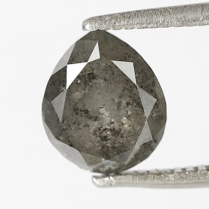 1.72 CT Pear shape salt and pepper diamond 7.80 mm translucent gray-black color loose natural diamond for wedding ring