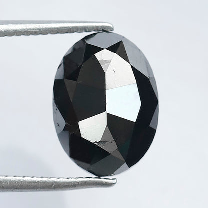 3.57 CT Oval cut Loose Diamond, 10.5 mm Natural Treated Black Conflict Free Diamond For Engagement Ring