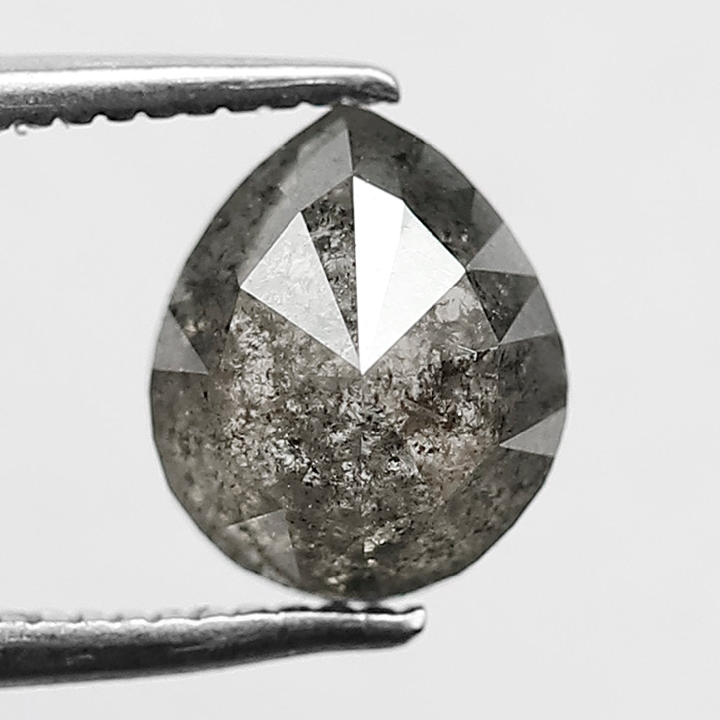 1.72 CT Pear shape salt and pepper diamond 7.80 mm translucent gray-black color loose natural diamond for wedding ring