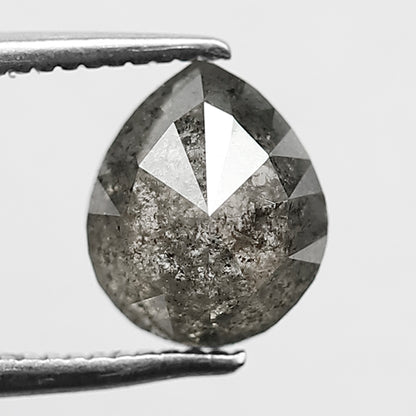 1.72 CT Pear shape salt and pepper diamond 7.80 mm translucent gray-black color loose natural diamond for wedding ring