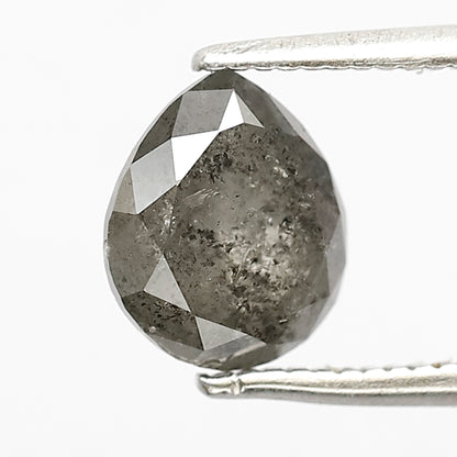 1.72 CT Pear shape salt and pepper diamond 7.80 mm translucent gray-black color loose natural diamond for wedding ring
