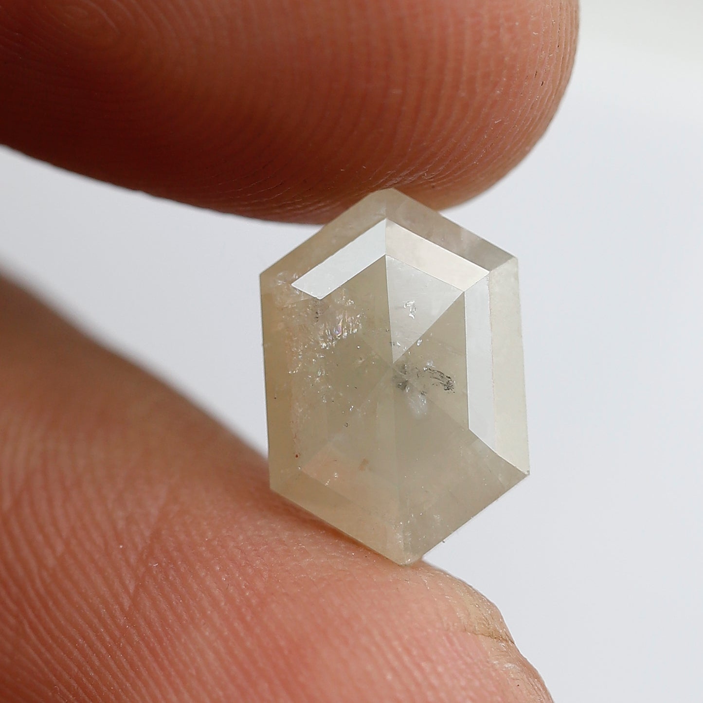 Elongated Hexagon Loose Diamond 2.56 Carat, Natural Misty White Rustic Diamond, Ethical Conflict Free Gem for Jewelry