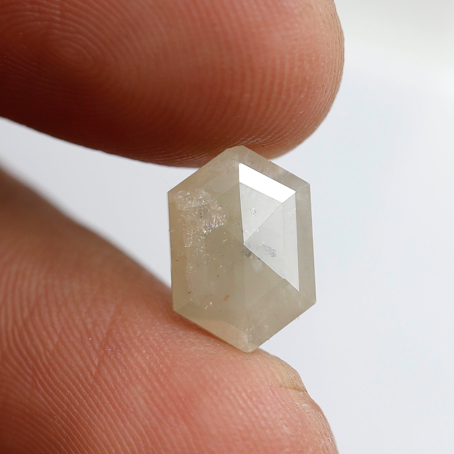 Elongated Hexagon Loose Diamond 2.56 Carat, Natural Misty White Rustic Diamond, Ethical Conflict Free Gem for Jewelry