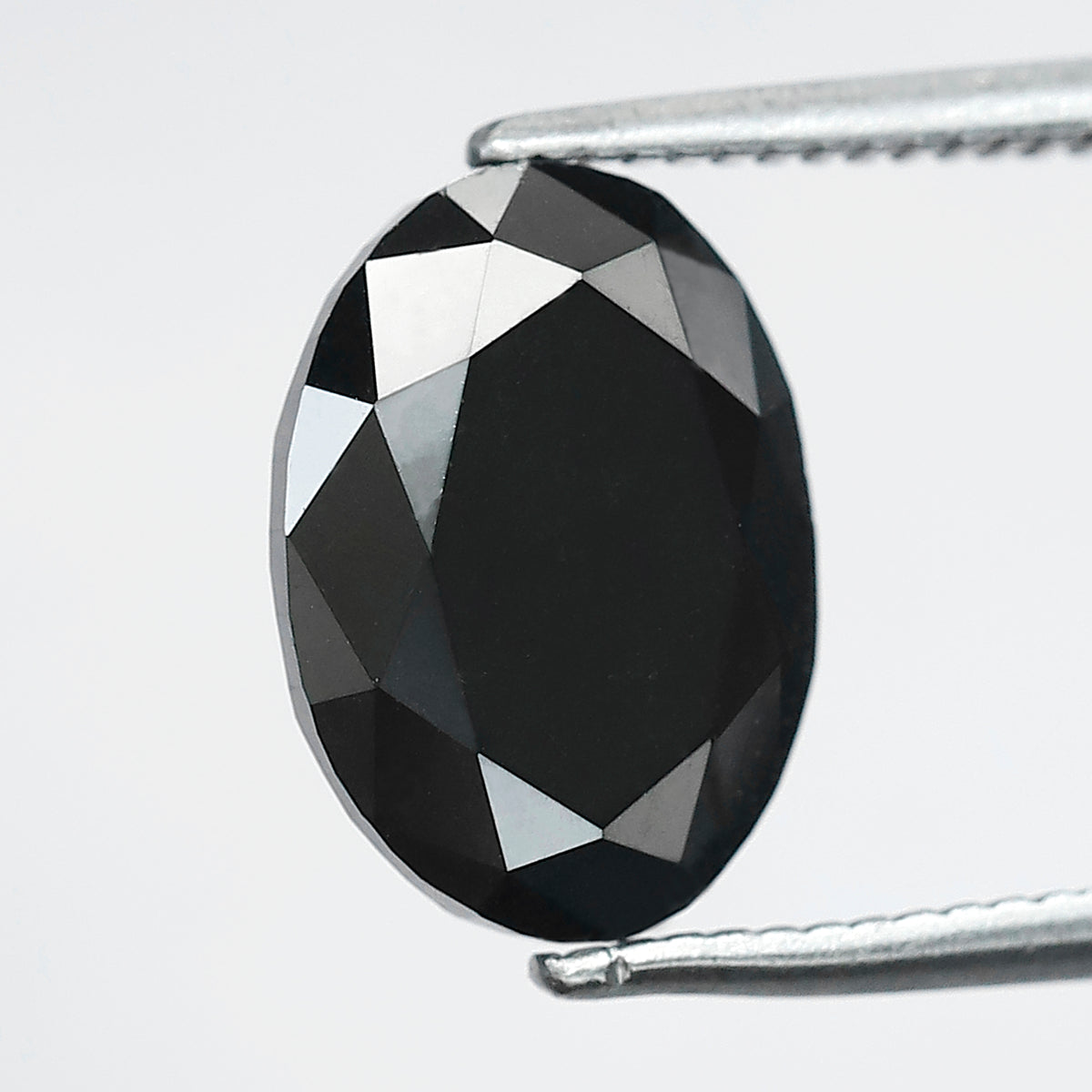 3.57 CT Oval cut Loose Diamond, 10.5 mm Natural Treated Black Conflict Free Diamond For Engagement Ring