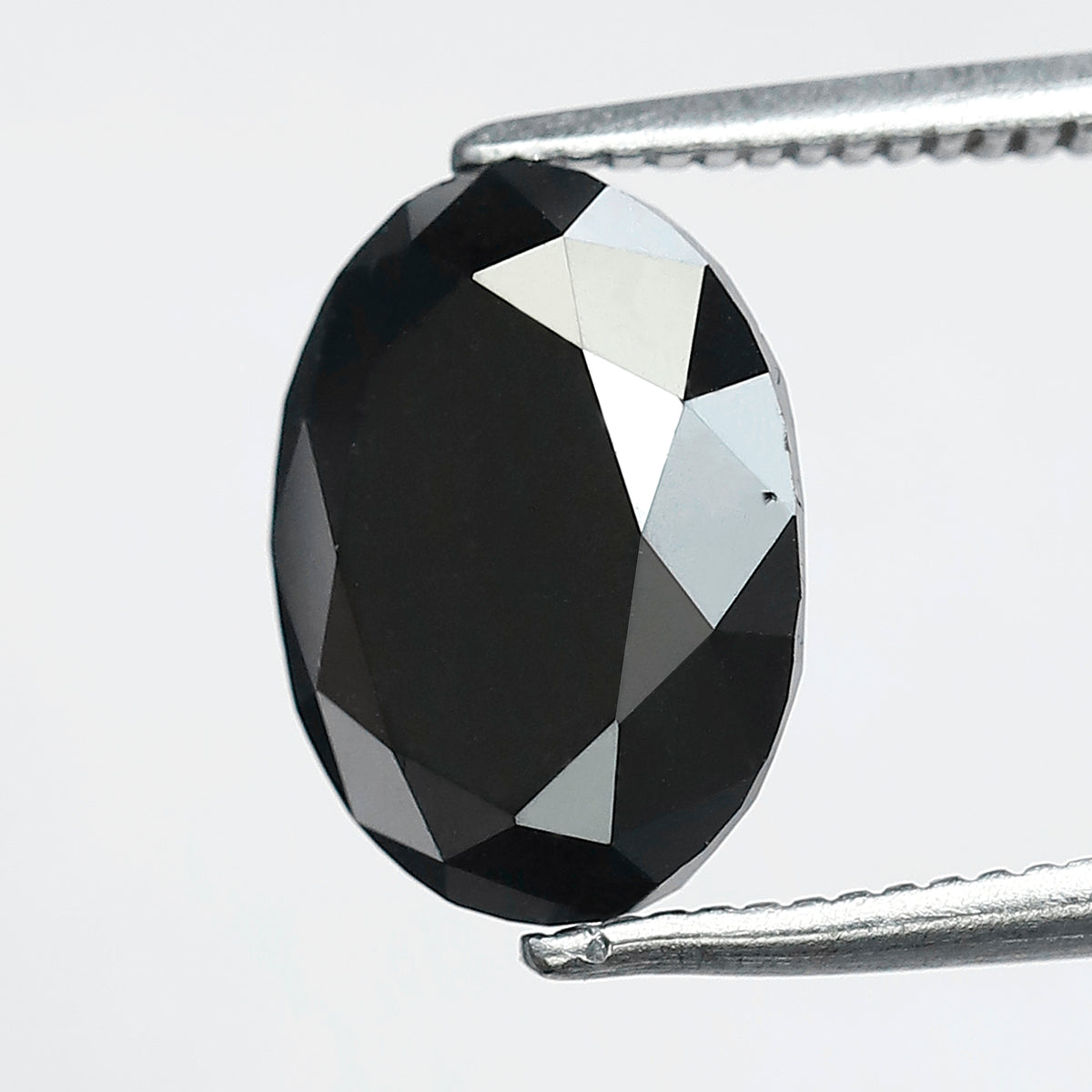 3.57 CT Oval cut Loose Diamond, 10.5 mm Natural Treated Black Conflict Free Diamond For Engagement Ring