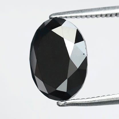 3.57 CT Oval cut Loose Diamond, 10.5 mm Natural Treated Black Conflict Free Diamond For Engagement Ring