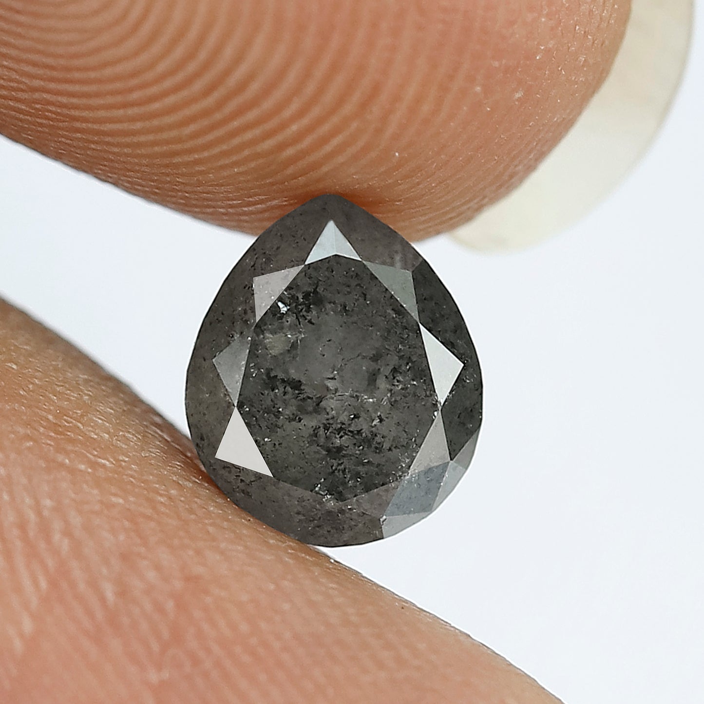 1.72 CT Pear shape salt and pepper diamond 7.80 mm translucent gray-black color loose natural diamond for wedding ring