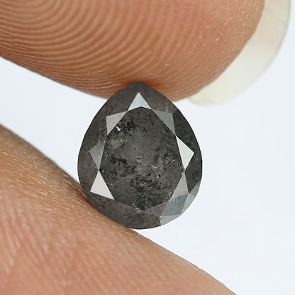 1.72 CT Pear shape salt and pepper diamond 7.80 mm translucent gray-black color loose natural diamond for wedding ring