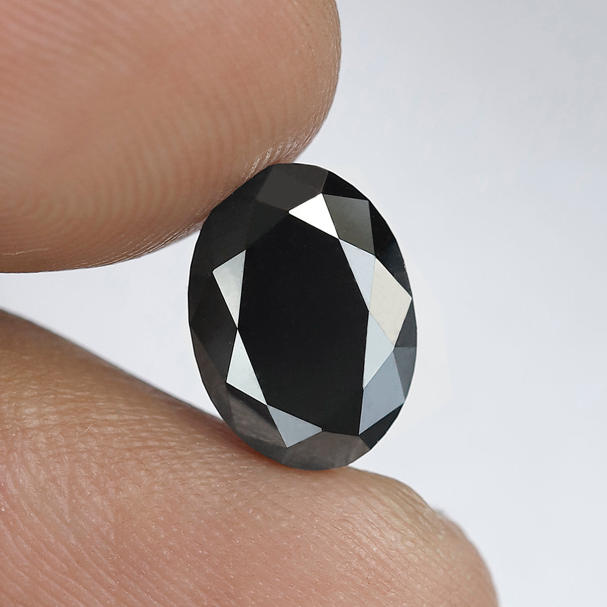 3.57 CT Oval cut Loose Diamond, 10.5 mm Natural Treated Black Conflict Free Diamond For Engagement Ring