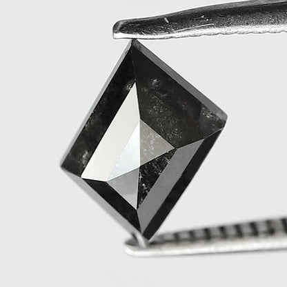 1.30 CT 6 MM Portrait cut salt and pepper translucent grey black color loose diamond for gift her