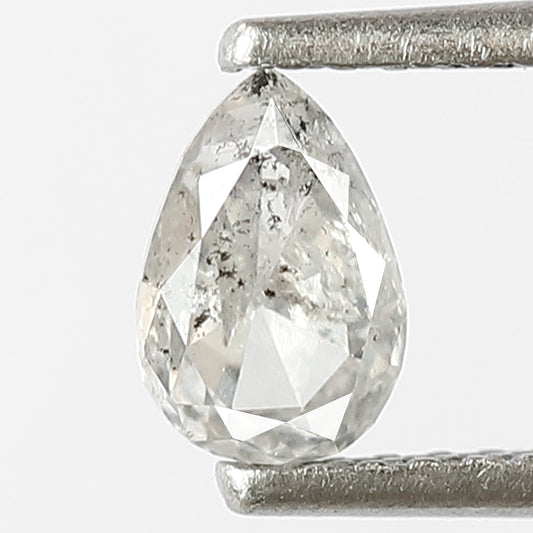 0.53 CT Pear Salt and Pepper Diamond: 6 mm Natural Gray Black Loose Stone