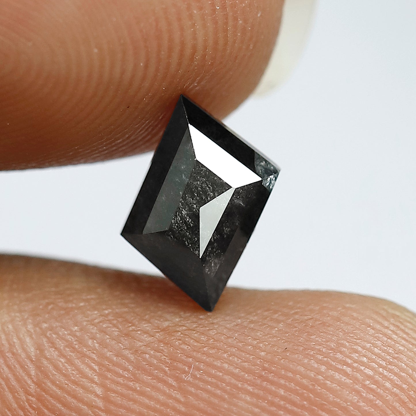 1.30 CT 6 MM Portrait cut salt and pepper translucent grey black color loose diamond for gift her