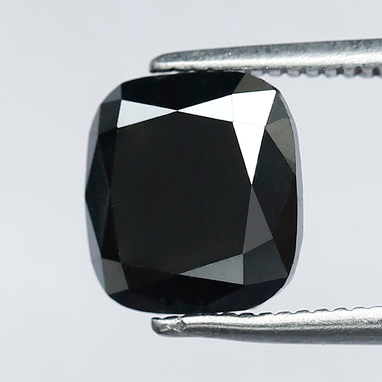 Natural Treated Black Diamond 3.08 Carat Cushion Shape Loose Stone | Earth Mined Diamond for Wedding Ring Making Jewelry