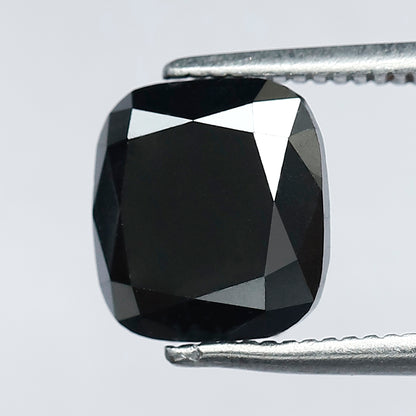 Natural Treated Black Diamond 3.08 Carat Cushion Shape Loose Stone | Earth Mined Diamond for Wedding Ring Making Jewelry