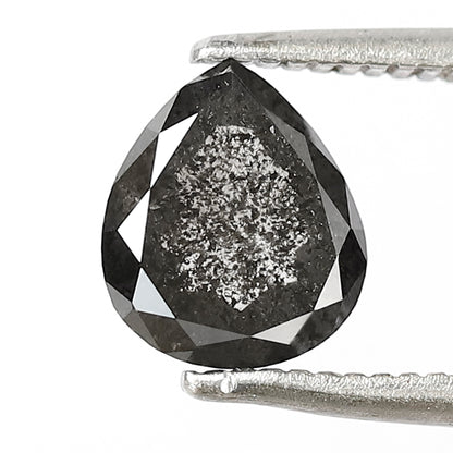 1.18 CT Pear shape Salt and pepper diamond 7 MM grey black Loose natural diamond for making ring