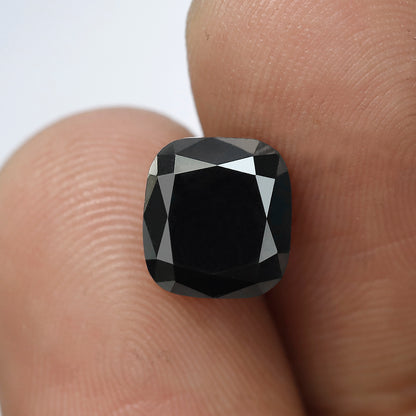 Natural Treated Black Diamond 3.08 Carat Cushion Shape Loose Stone | Earth Mined Diamond for Wedding Ring Making Jewelry