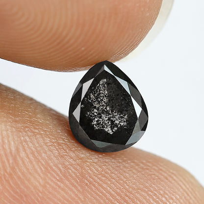 1.18 CT Pear shape Salt and pepper diamond 7 MM grey black Loose natural diamond for making ring