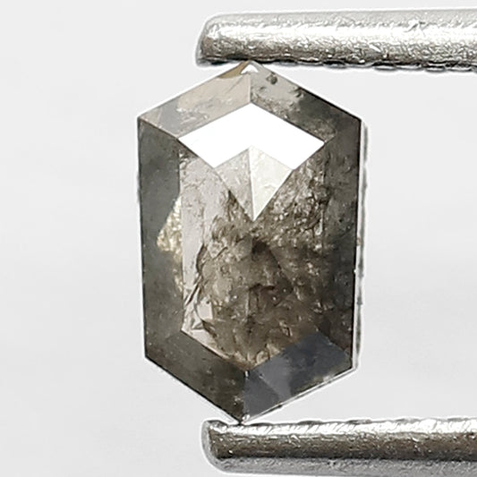 0.48 Ct Unique Geometric Shape Diamond Loose Natural Conflict Free 5.9 MM Natural Grey Black Color Salt and Pepper Diamond