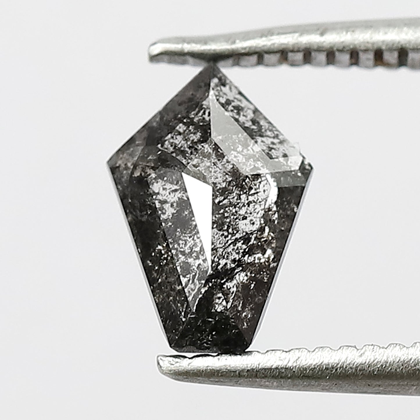 0.71 CT Shield cut salt and pepper 8 mm translucent grey and black color loose diamond for making ring