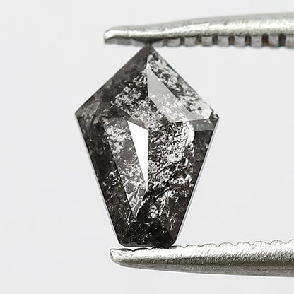0.71 CT Shield cut salt and pepper 8 mm translucent grey and black color loose diamond for making ring