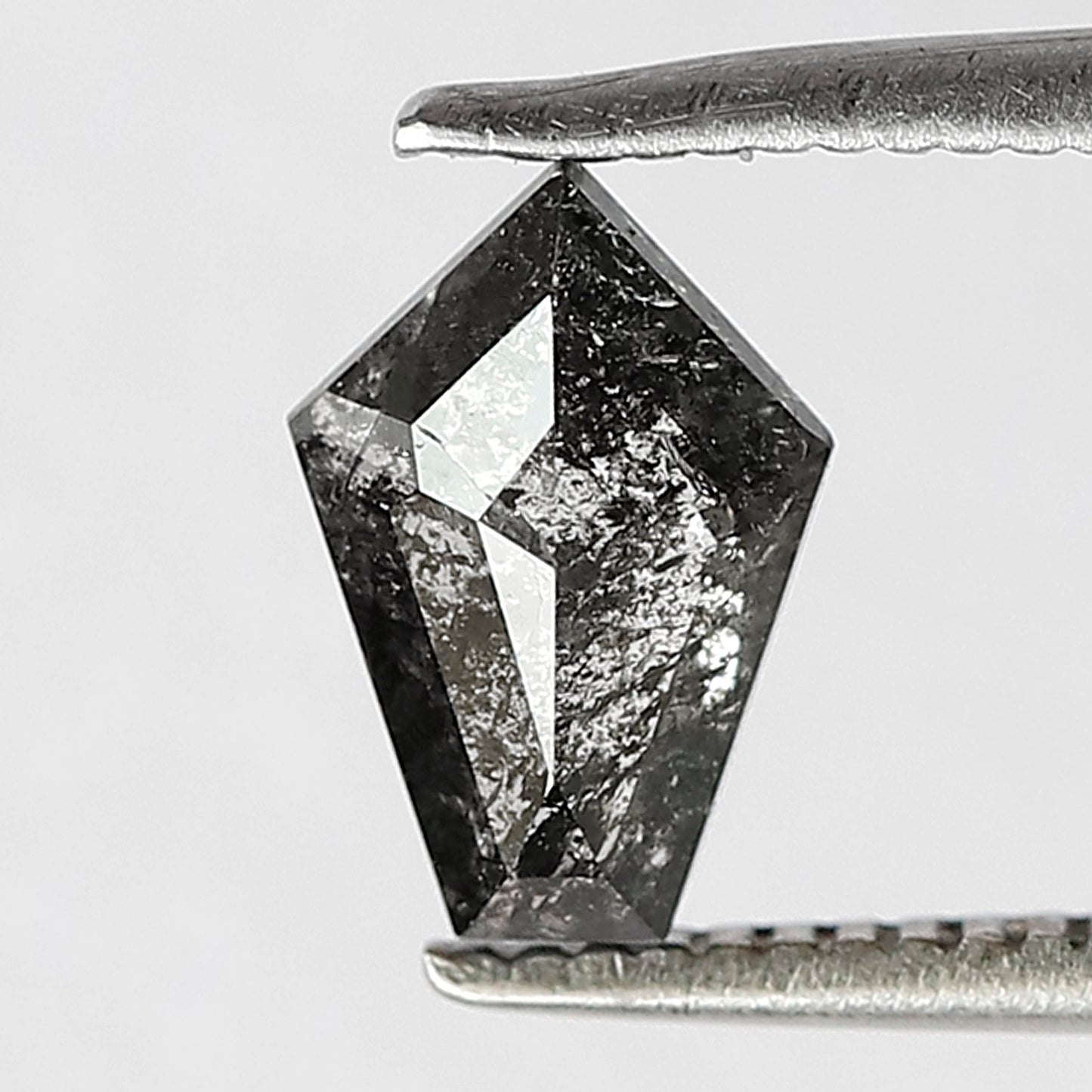 0.71 CT Shield cut salt and pepper 8 mm translucent grey and black color loose diamond for making ring