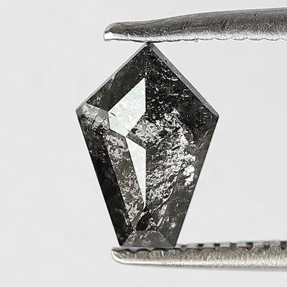 0.71 CT Shield cut salt and pepper 8 mm translucent grey and black color loose diamond for making ring