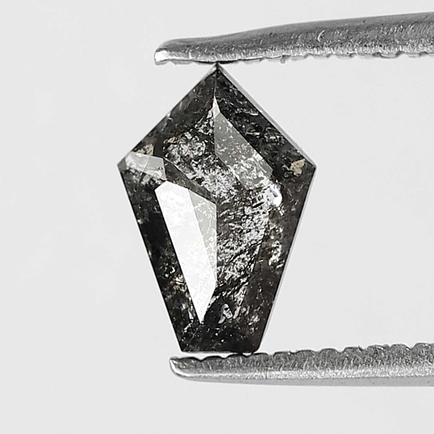 0.71 CT Shield cut salt and pepper 8 mm translucent grey and black color loose diamond for making ring