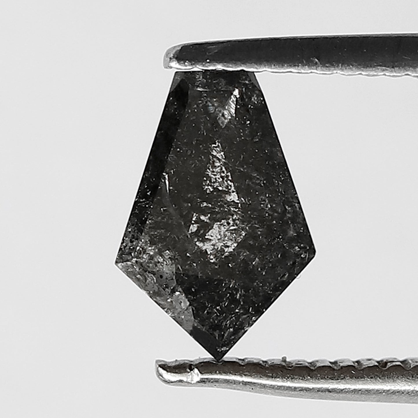 0.71 CT Shield cut salt and pepper 8 mm translucent grey and black color loose diamond for making ring