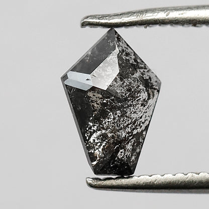0.71 CT Shield cut salt and pepper 8 mm translucent grey and black color loose diamond for making ring