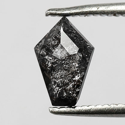 0.71 CT Shield cut salt and pepper 8 mm translucent grey and black color loose diamond for making ring
